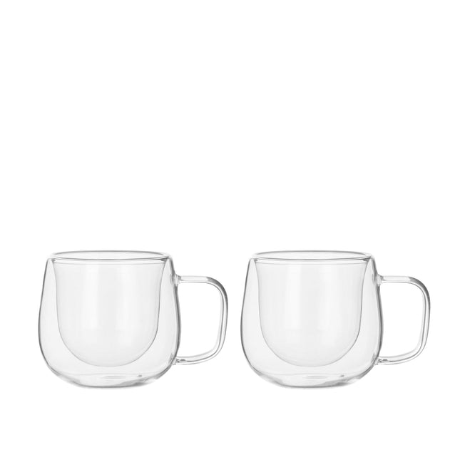 Leaf & Bean Double Wall Glass Mug 2pcs Set Clear