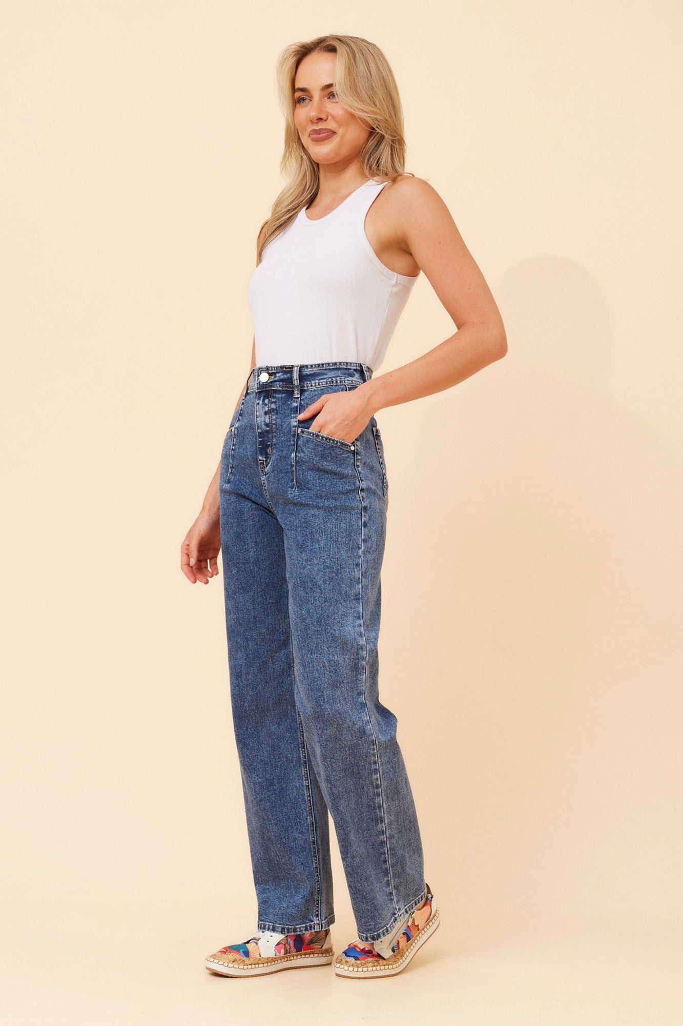 Wide Leg Denim Pants