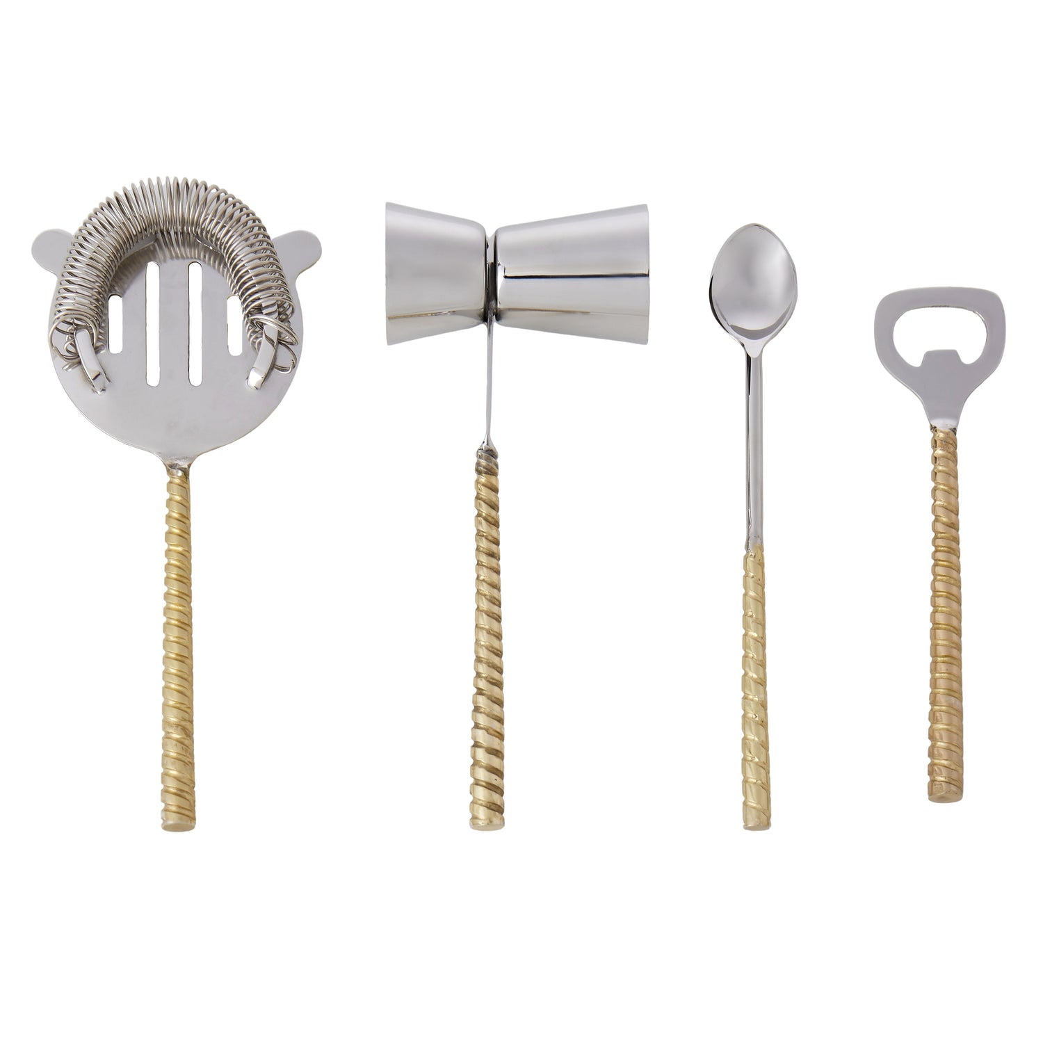 Davis & Waddell Twisted Gold Handle and Marble Bar 5pcs Set Gold & White