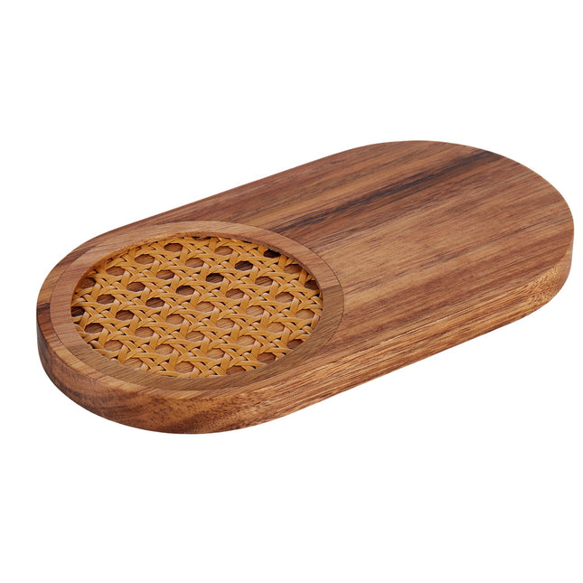 Amalfi Acacia & Rattan Snack Serving Board Natural