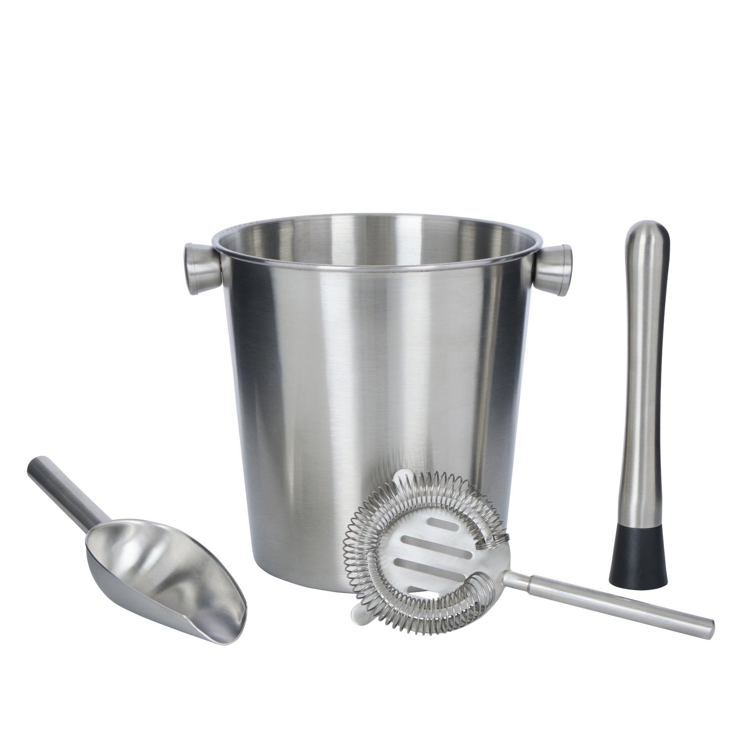 Davis & Waddell Brooklyn Stainless Steel Ice Bucket 2.8L with 3pcs Barware Set Silver