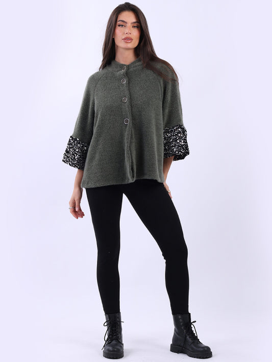Sequin Cuff Jacket | Olive