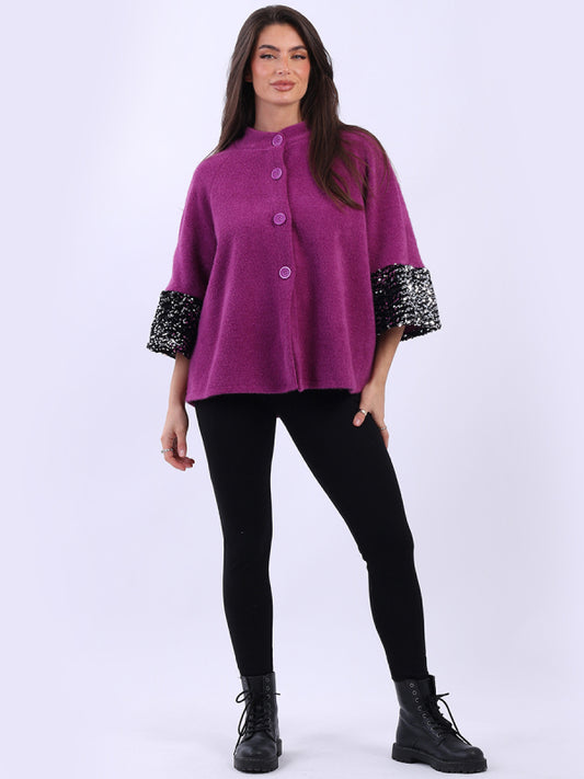 Sequin Cuff Jacket | Magenta