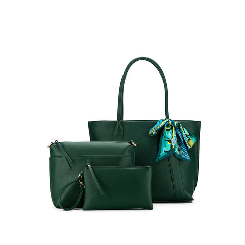 Carolyn Dark Green 3pce Handbag Set