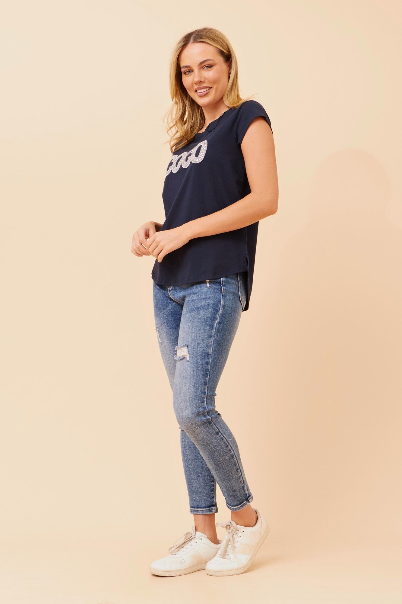 Coco Embellished T-Shirt | Navy