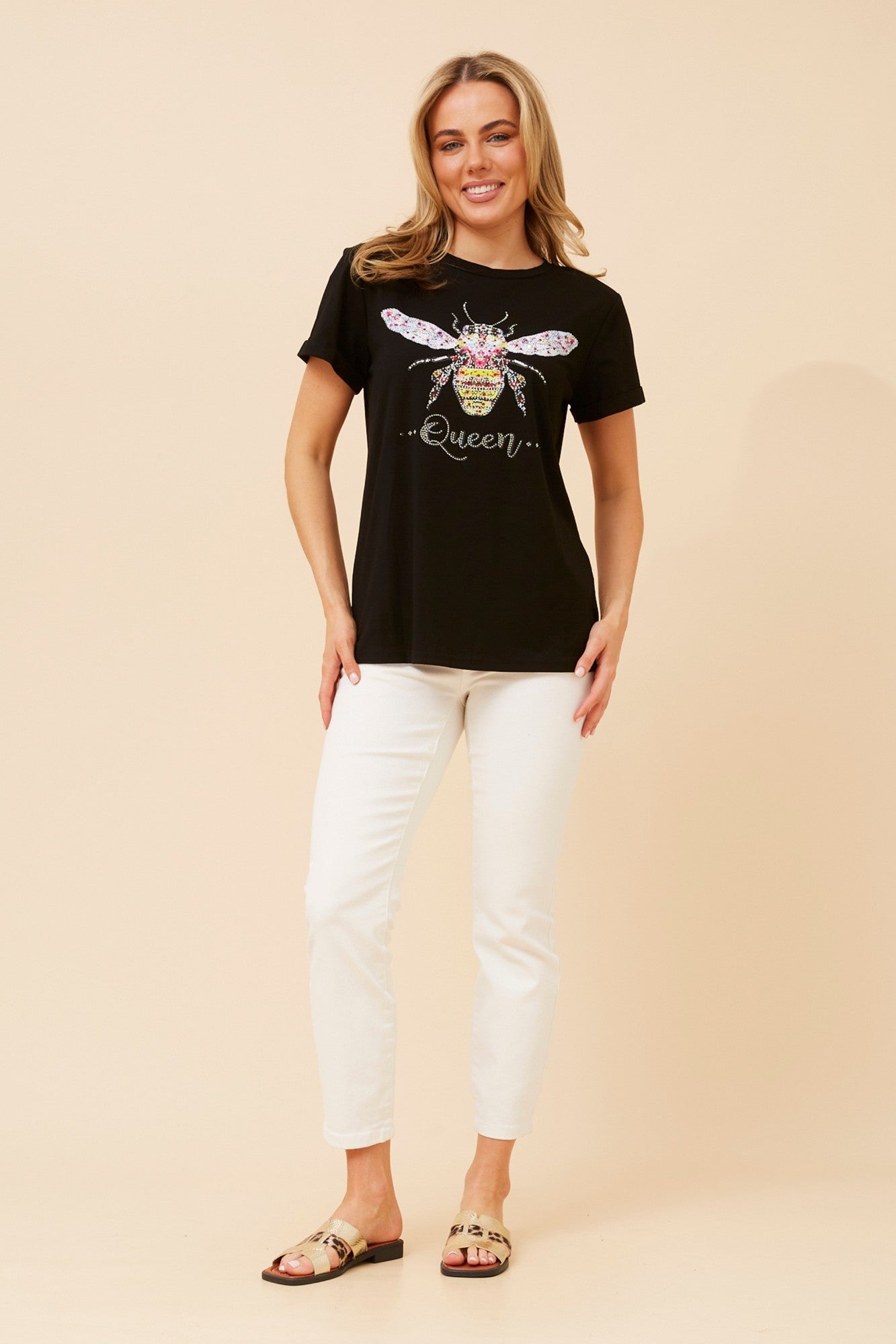 Queen Bee Diamante T-Shirt | Black