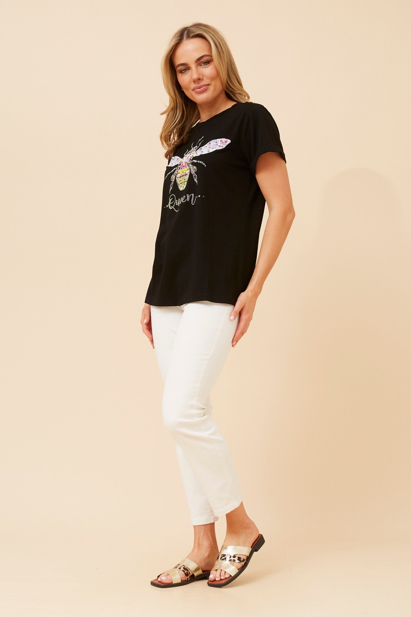 Queen Bee Diamante T-Shirt | Black