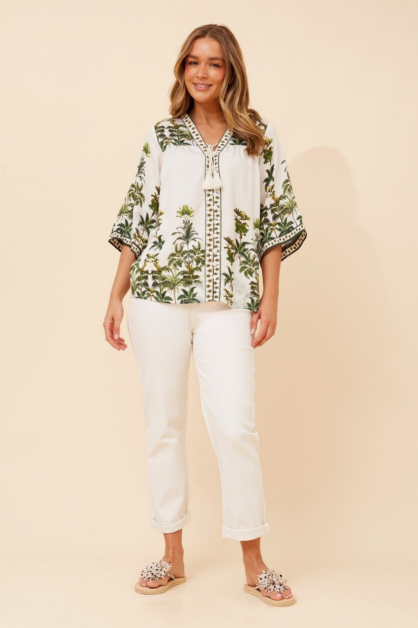 Gerta Tropical Print Top
