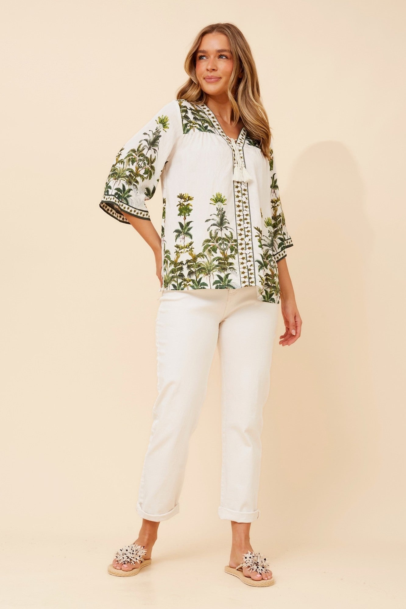 Gerta Tropical Print Top