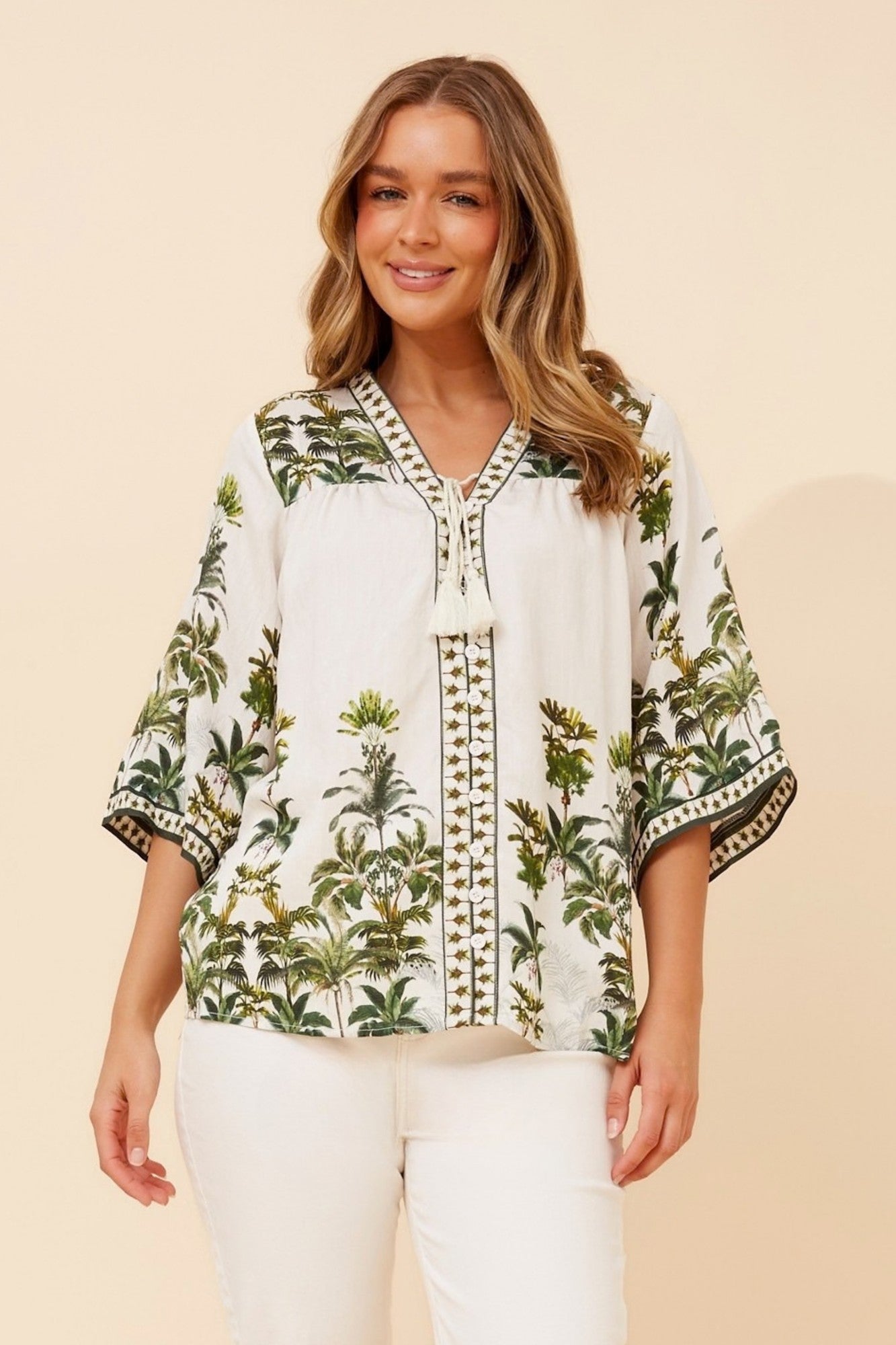 Gerta Tropical Print Top