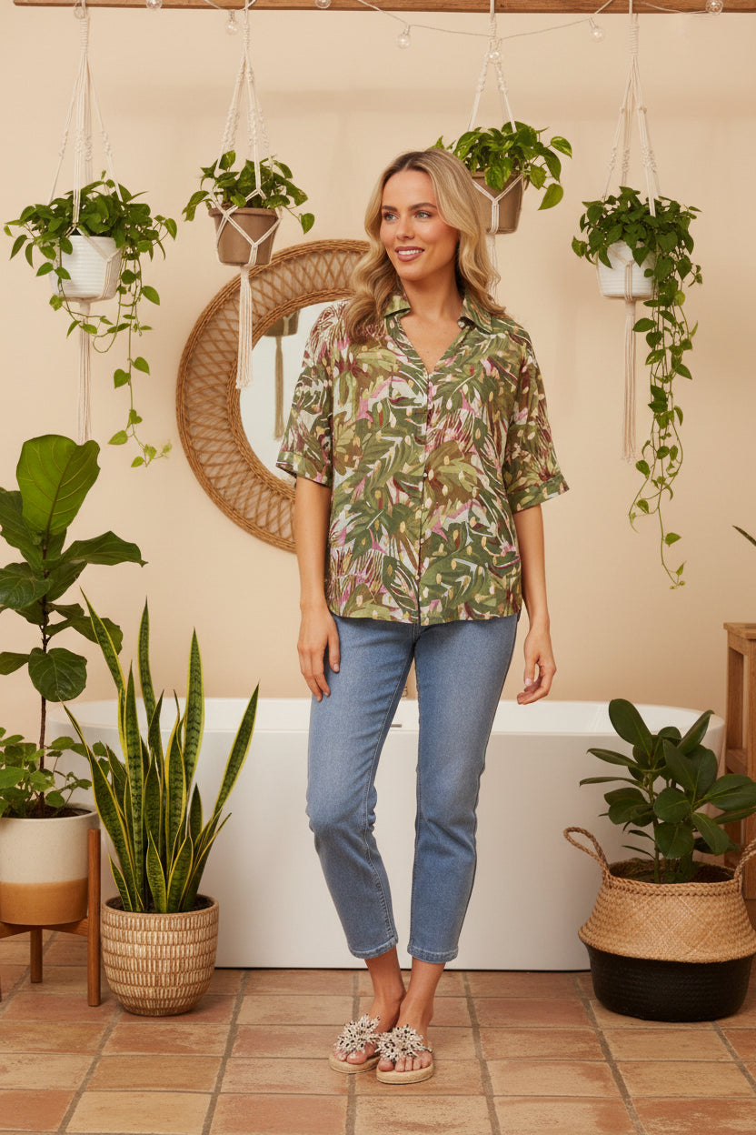 ZENAIDA FOIL PRINT TOP