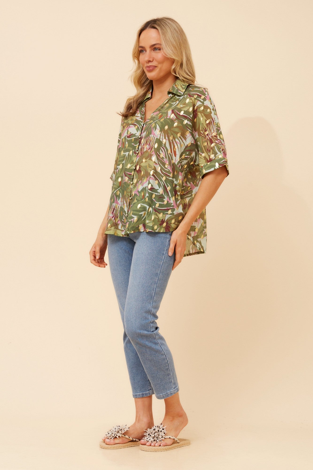 ZENAIDA FOIL PRINT TOP