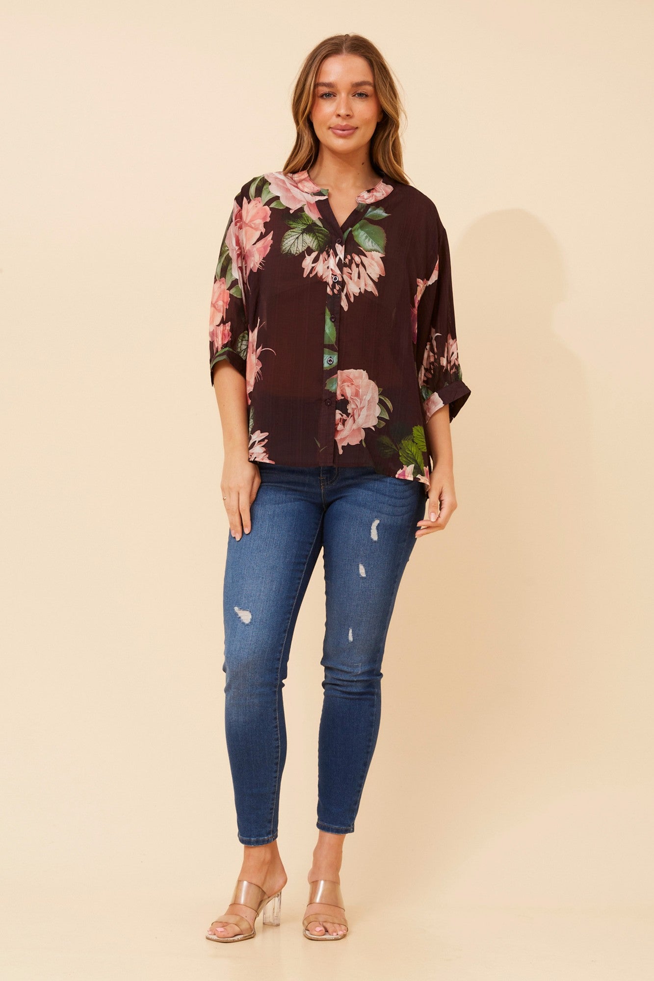 Belina Floral Shirt | Eggplant