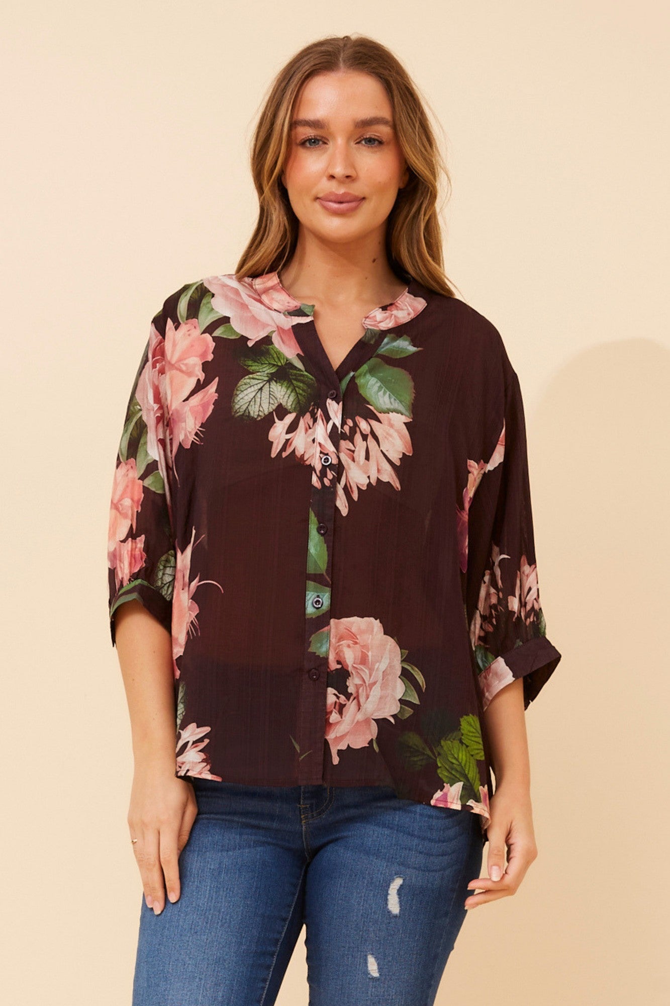 Belina Floral Shirt | Eggplant