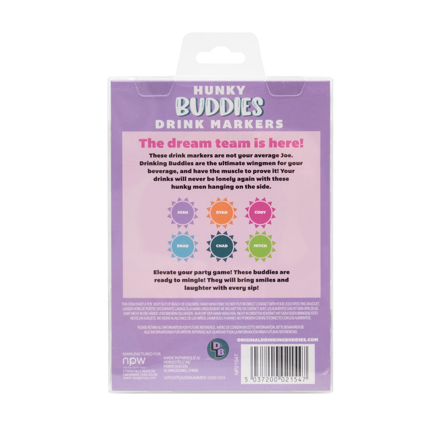 NPW Hunky Buddies Drink Markers 6pcs Set Multi-Coloured
