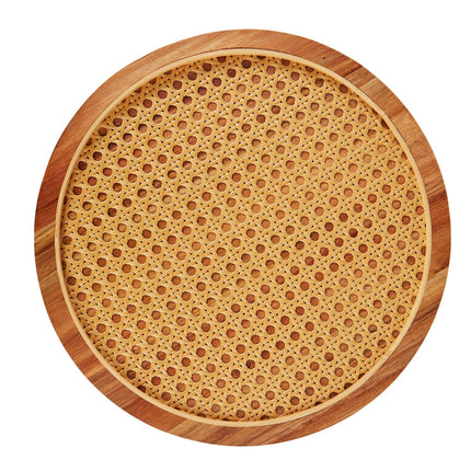 Amalfi Acacia & Rattan Round Serving Board Natural