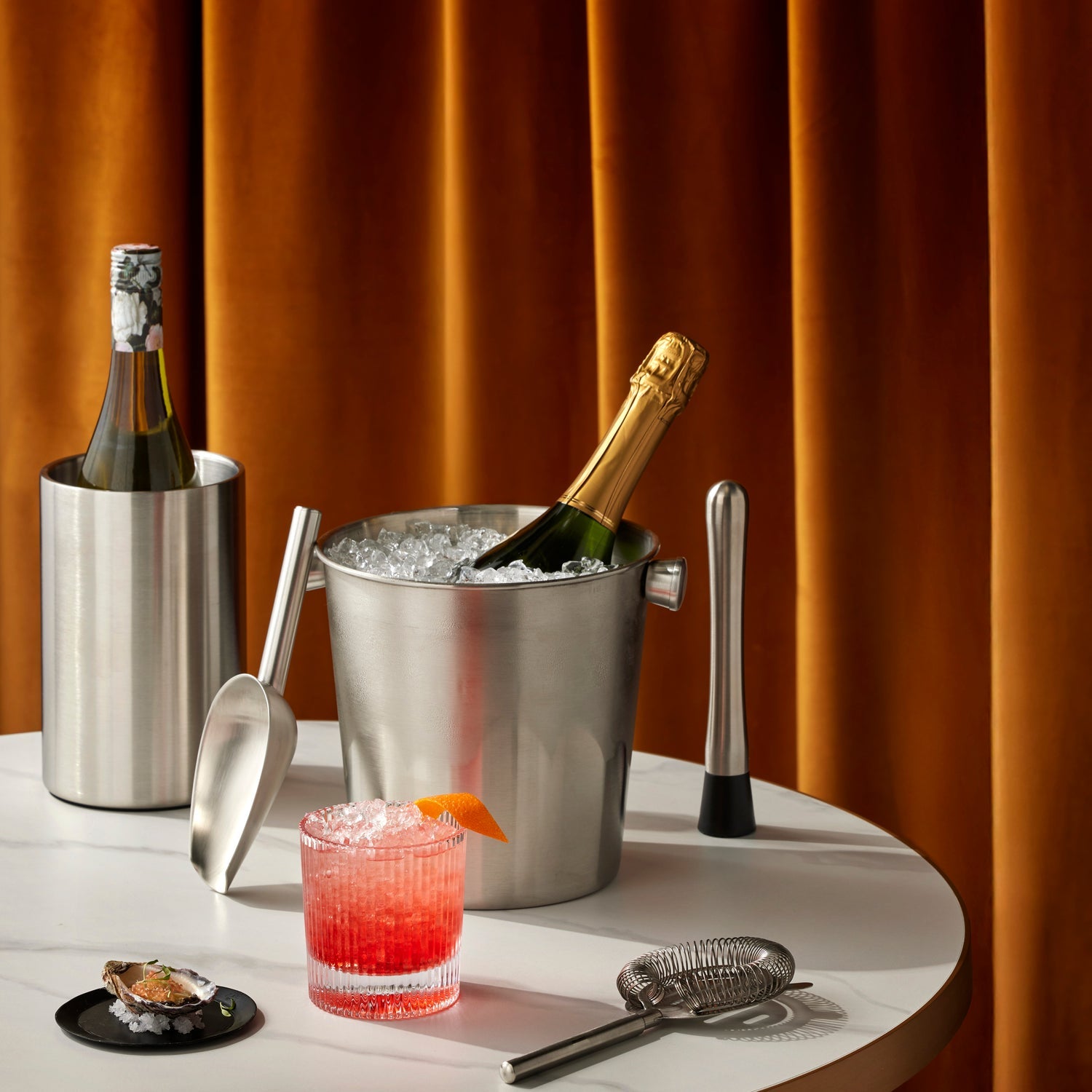Davis & Waddell Brooklyn Stainless Steel Ice Bucket 2.8L with 3pcs Barware Set Silver