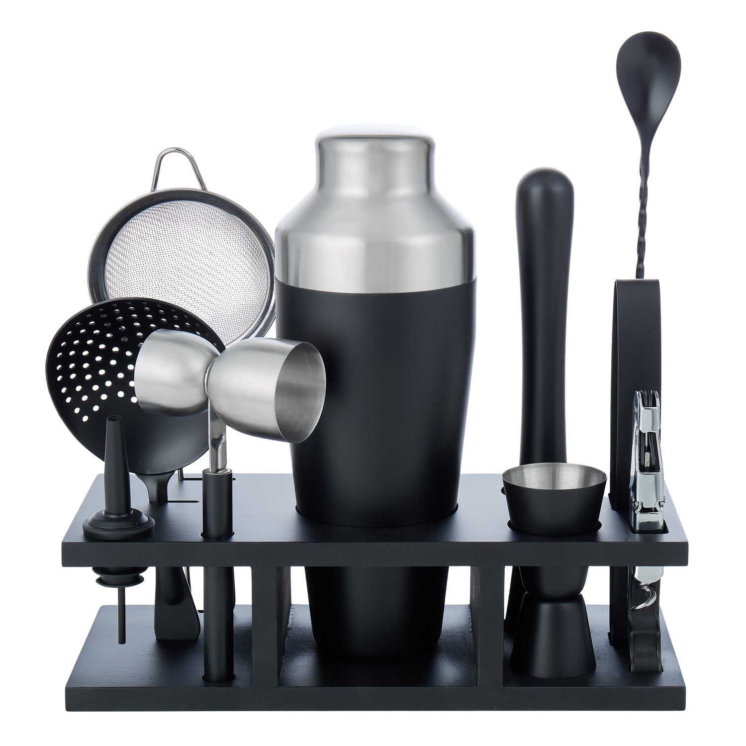 Davis & Waddell Bar Set with Stand 11pcs Black