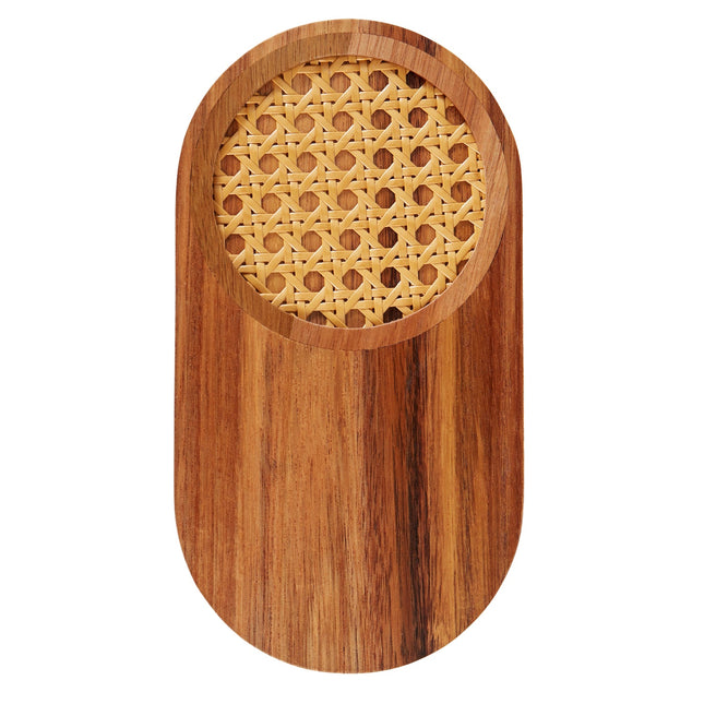 Amalfi Acacia & Rattan Snack Serving Board Natural