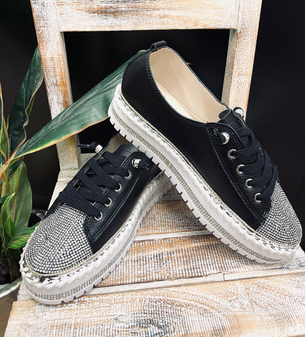 Black Diamanté Sneakers