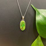 Sterling Silver Green Mohave Turquoise Pendant + SS Chain