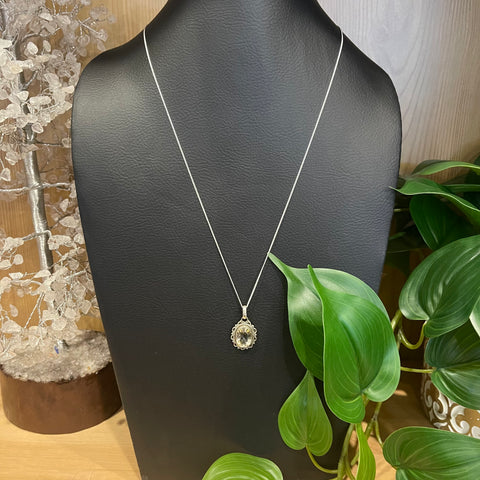 Sterling Silver Citrine Pendant + SS Chain