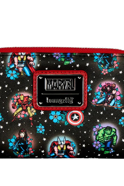 Loungefly- Marvel Avengers Floral Tattoo Zip Purse