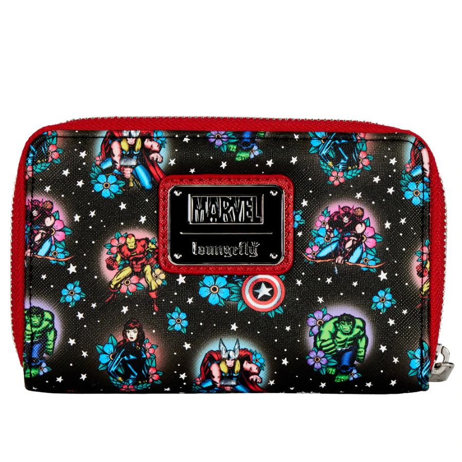 Loungefly- Marvel Avengers Floral Tattoo Zip Purse