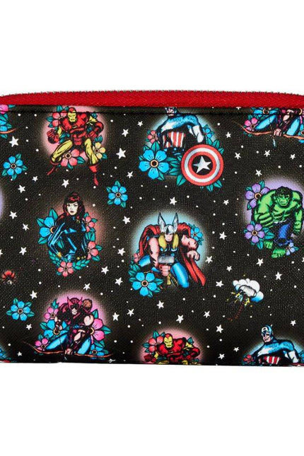 Loungefly- Marvel Avengers Floral Tattoo Zip Purse