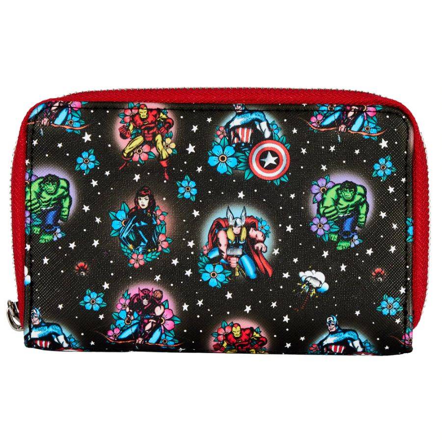 Loungefly- Marvel Avengers Floral Tattoo Zip Purse