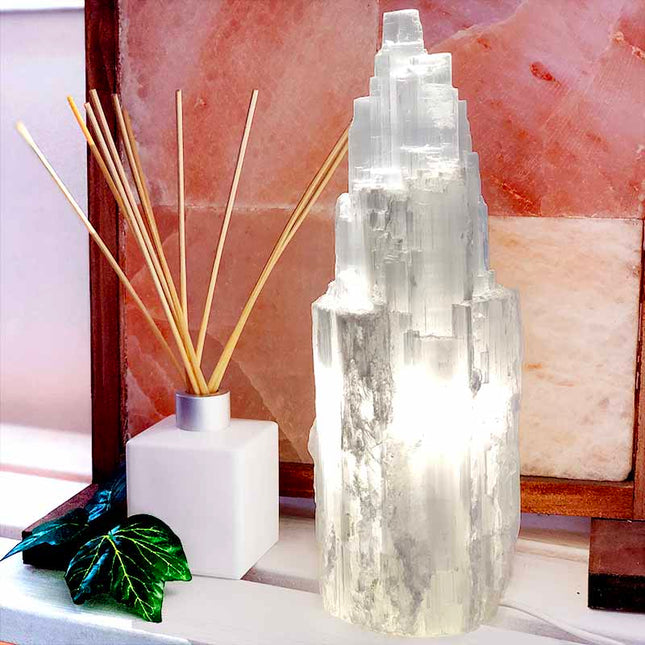Selenite Tower Lamp