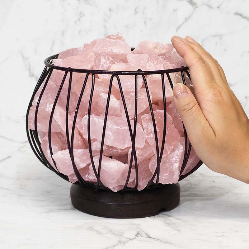 Rose Quartz Crystal Cage Lamp