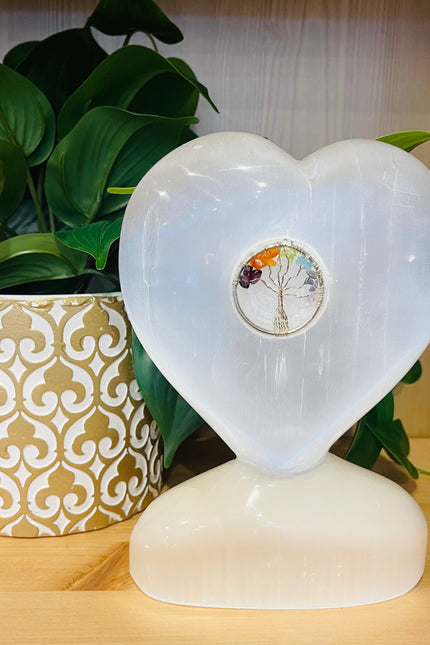 Selenite Heart with Tree Of Life