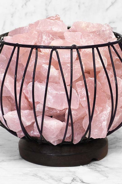 Rose Quartz Crystal Cage Lamp