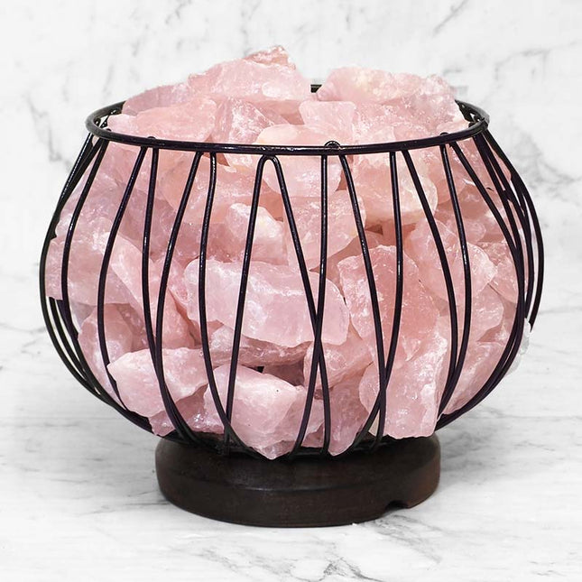 Rose Quartz Crystal Cage Lamp