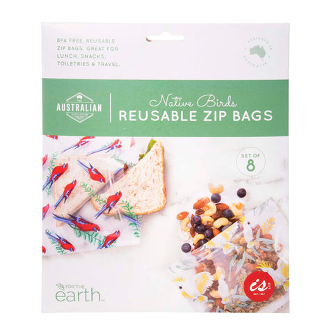 Reusable Zip Lock Bags - Rosella/Cockatoo