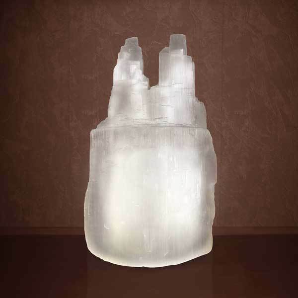Selenite Crystal Twin Lamp